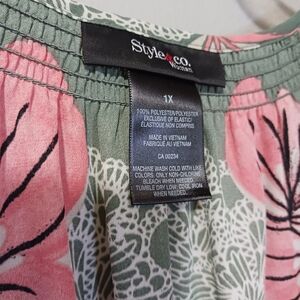 Style & Co Pink and Green Boho Floral Blouse 1X